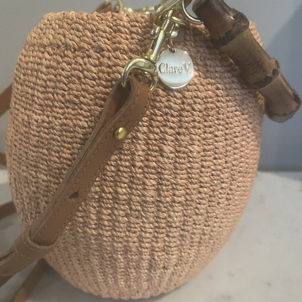 Clare V. Pot de Miel blush handbag with leather cross body strap - like new!